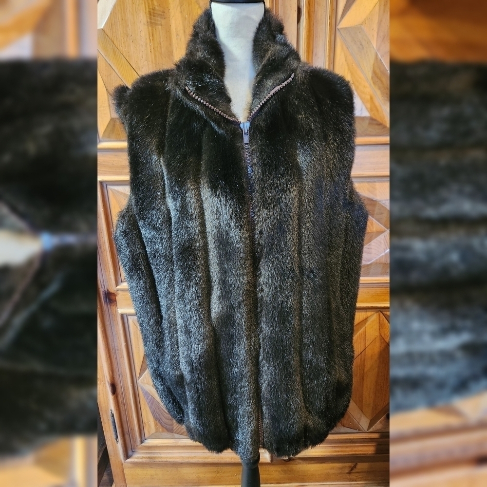 Vintage Nana Creation Faux Fur Vest Sz M